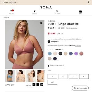 Soma Luxe Plunge Bralette - Clay Rose